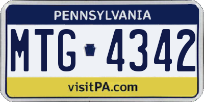 PA license plate MTG4342