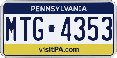 PA license plate MTG4353