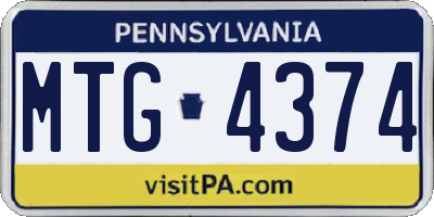 PA license plate MTG4374