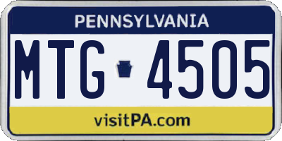 PA license plate MTG4505