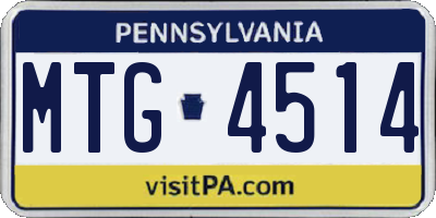 PA license plate MTG4514