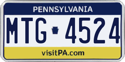 PA license plate MTG4524