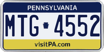 PA license plate MTG4552