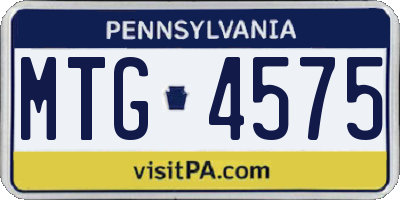 PA license plate MTG4575