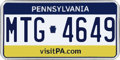 PA license plate MTG4649