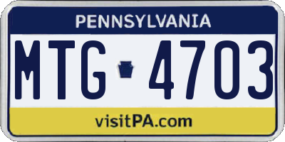 PA license plate MTG4703