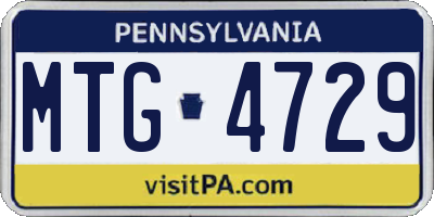 PA license plate MTG4729