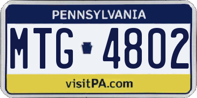 PA license plate MTG4802
