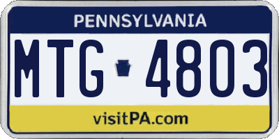 PA license plate MTG4803