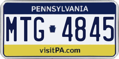 PA license plate MTG4845
