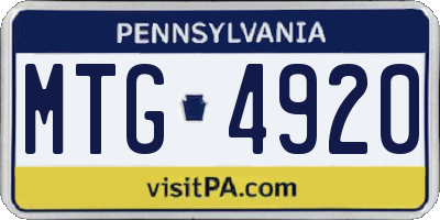 PA license plate MTG4920