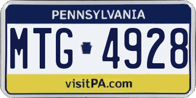 PA license plate MTG4928