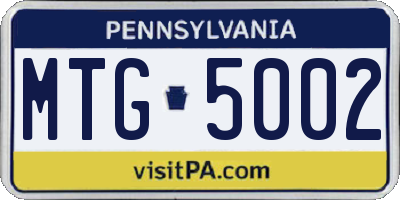 PA license plate MTG5002