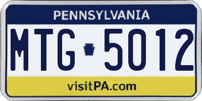 PA license plate MTG5012