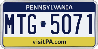 PA license plate MTG5071