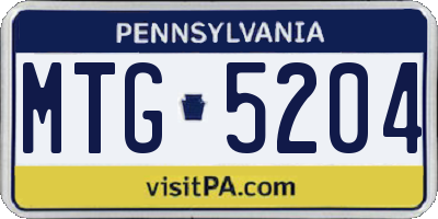 PA license plate MTG5204