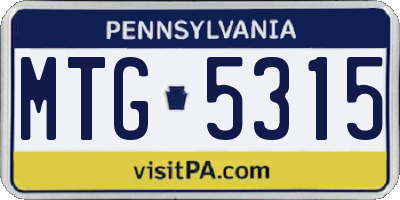 PA license plate MTG5315