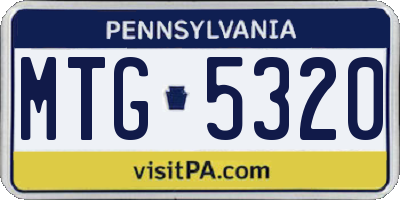 PA license plate MTG5320