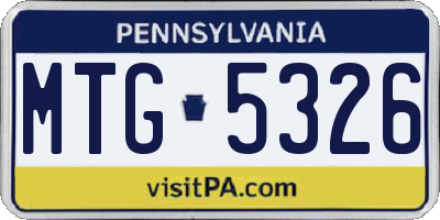 PA license plate MTG5326