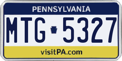 PA license plate MTG5327