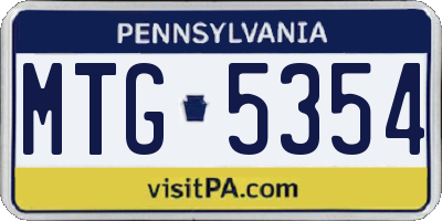 PA license plate MTG5354