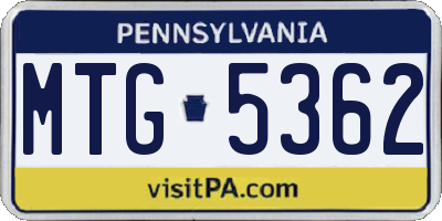 PA license plate MTG5362