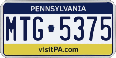 PA license plate MTG5375