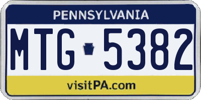 PA license plate MTG5382