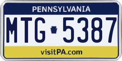 PA license plate MTG5387
