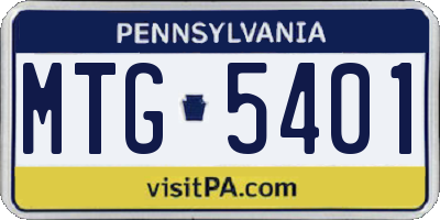 PA license plate MTG5401