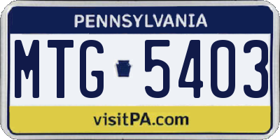 PA license plate MTG5403