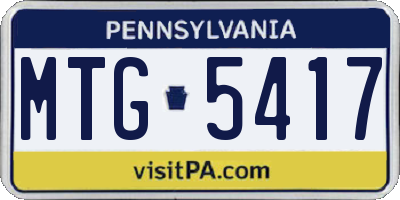 PA license plate MTG5417