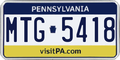 PA license plate MTG5418