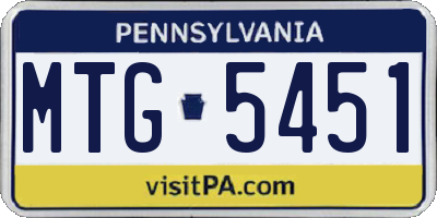 PA license plate MTG5451