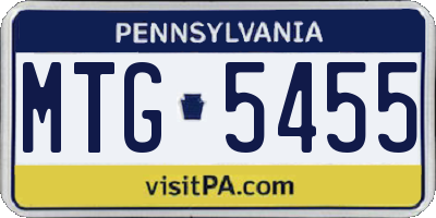 PA license plate MTG5455