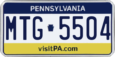 PA license plate MTG5504