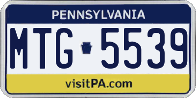 PA license plate MTG5539