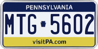 PA license plate MTG5602