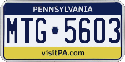 PA license plate MTG5603