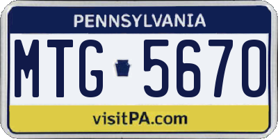 PA license plate MTG5670