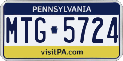 PA license plate MTG5724