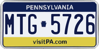 PA license plate MTG5726