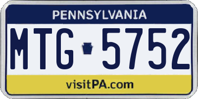 PA license plate MTG5752
