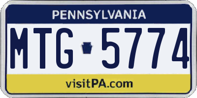 PA license plate MTG5774
