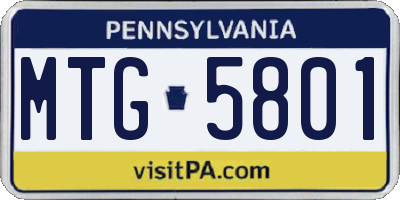 PA license plate MTG5801