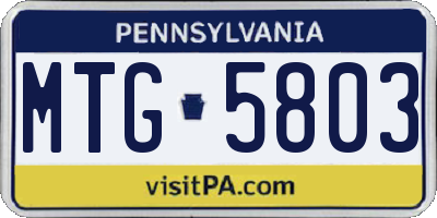 PA license plate MTG5803