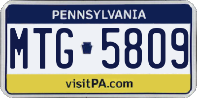 PA license plate MTG5809
