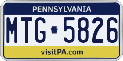 PA license plate MTG5826