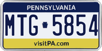 PA license plate MTG5854