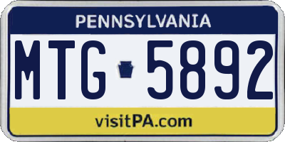 PA license plate MTG5892